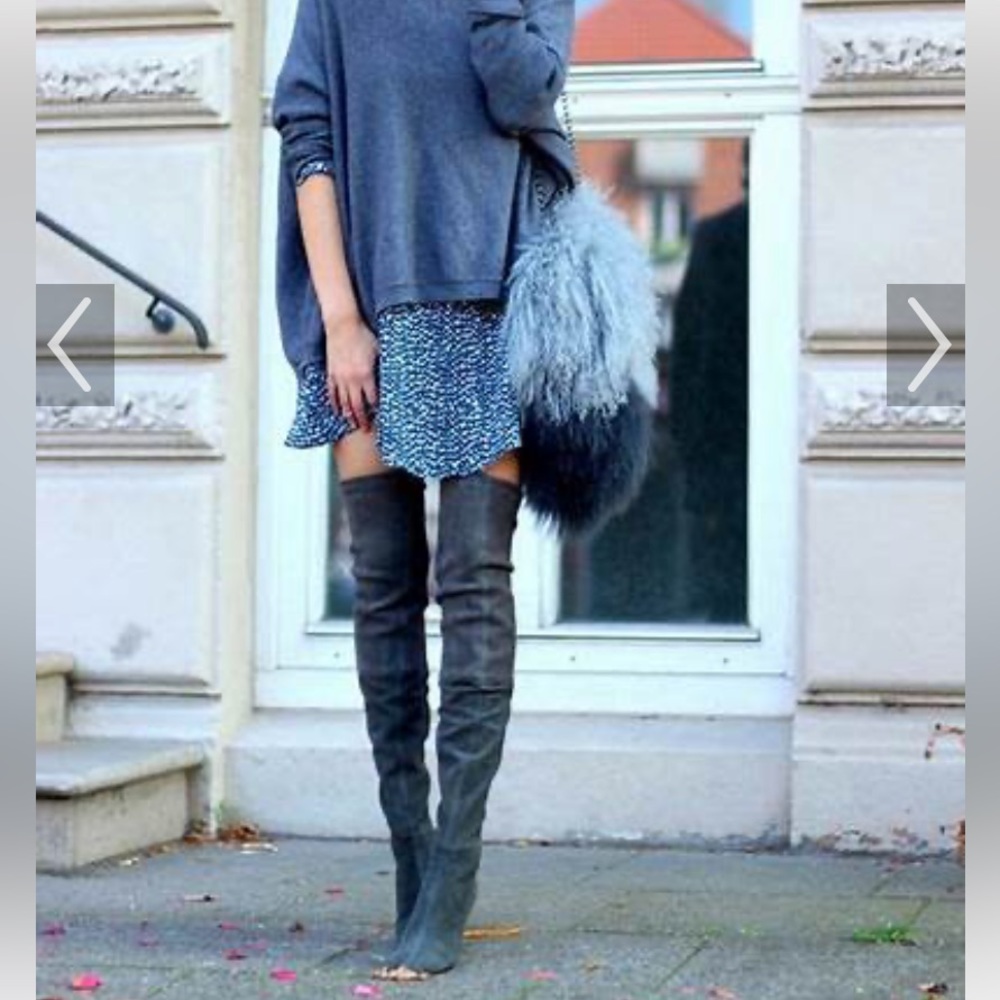 Stuart Weitzman Gray Highland Over The Knee Heel Boots SZ 7.5